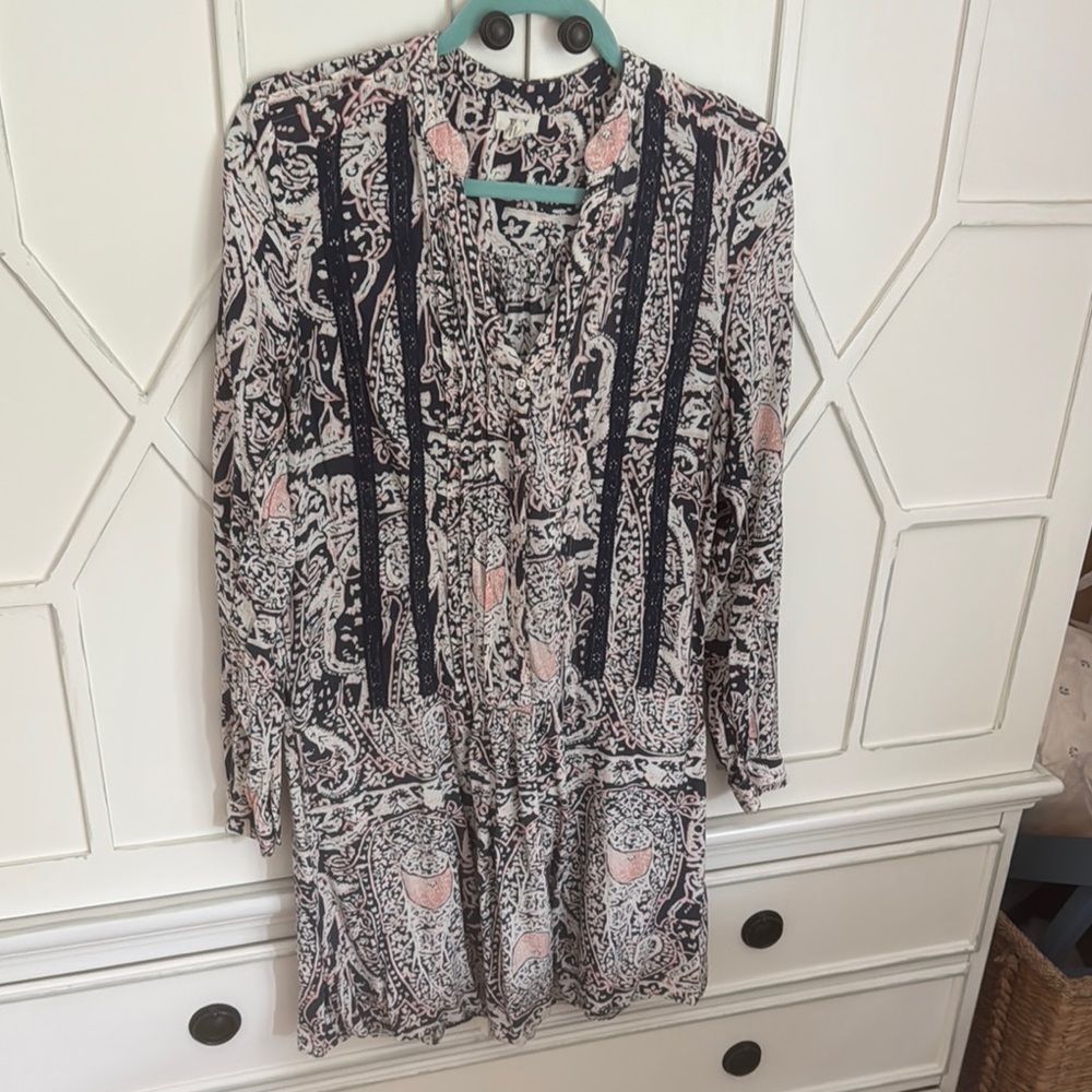Anthropologie TINY Patterned Long Sleeve Drop-waist Dress
